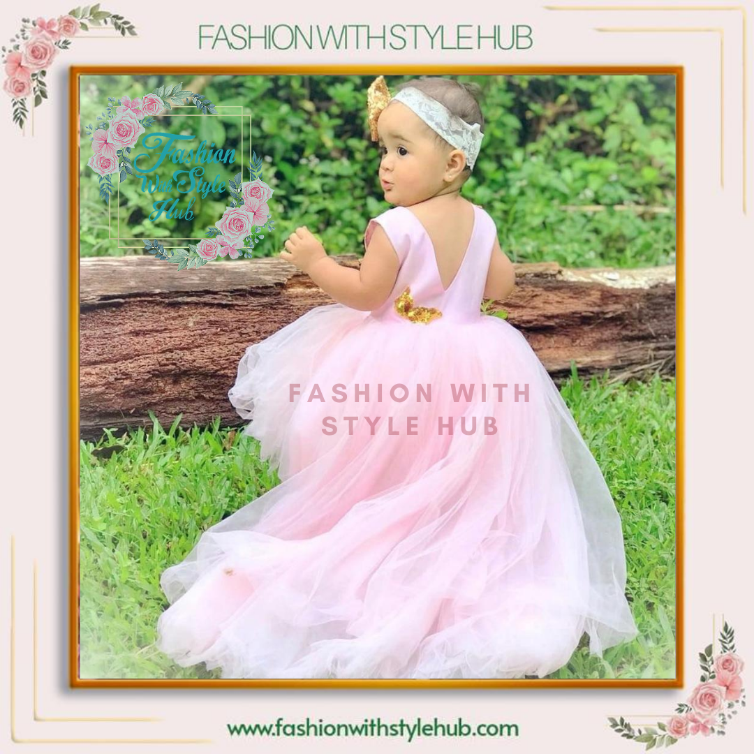 Peacock Tail Frock (Baby Pink)