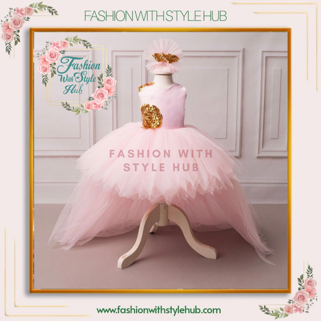 Peacock Tail Frock (Baby Pink)