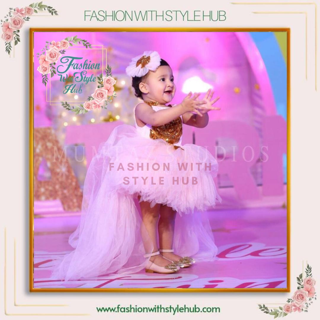 Peacock Tail Frock (Baby Pink)