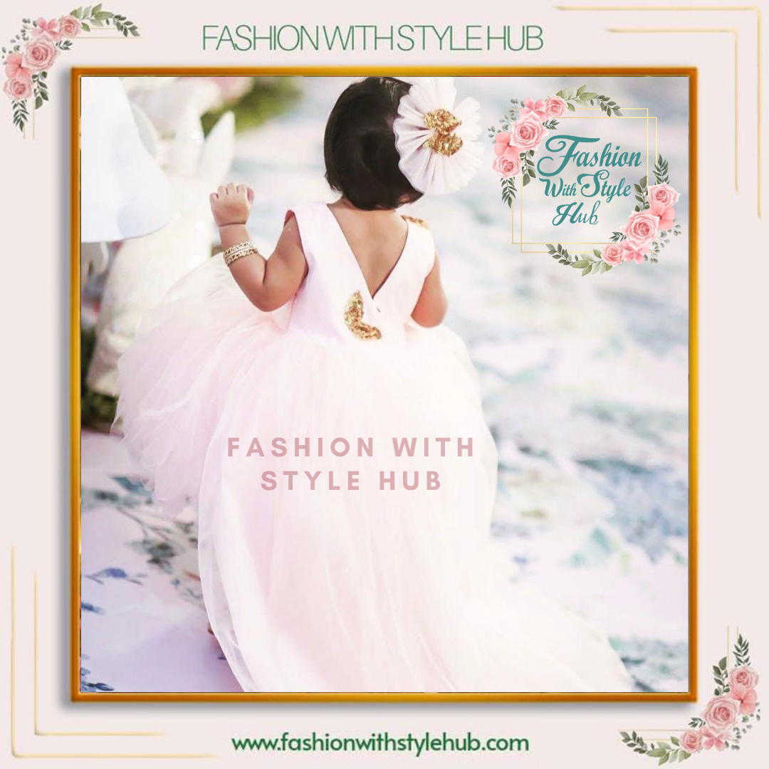 Peacock Tail Frock (Baby Pink)