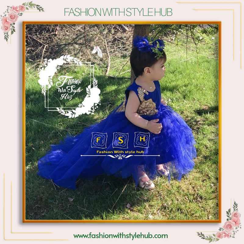 Peacock Tail Frock (Royal Blue)