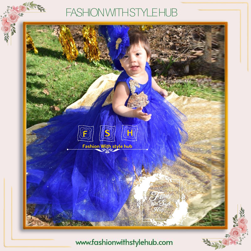Peacock Tail Frock (Royal Blue)