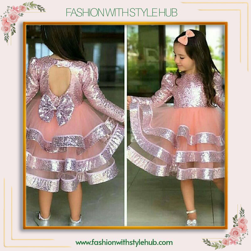 Pink & Peach Triple Layered Frock